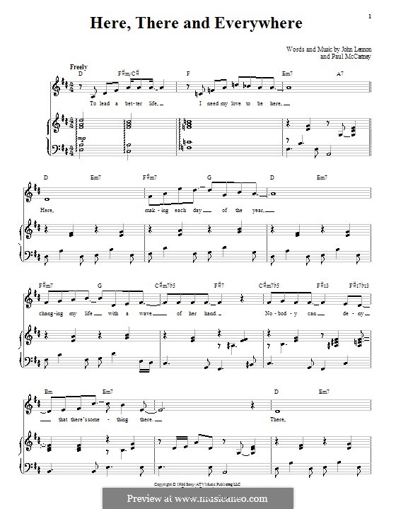 Here, There and Everywhere (The Beatles): Для голоса и фортепиано (или гитары) by John Lennon, Paul McCartney