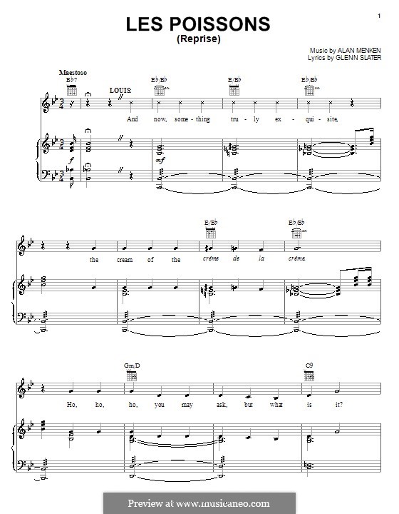 Les Poissons (Reprise): Для голоса и фортепиано (или гитары) by Alan Menken