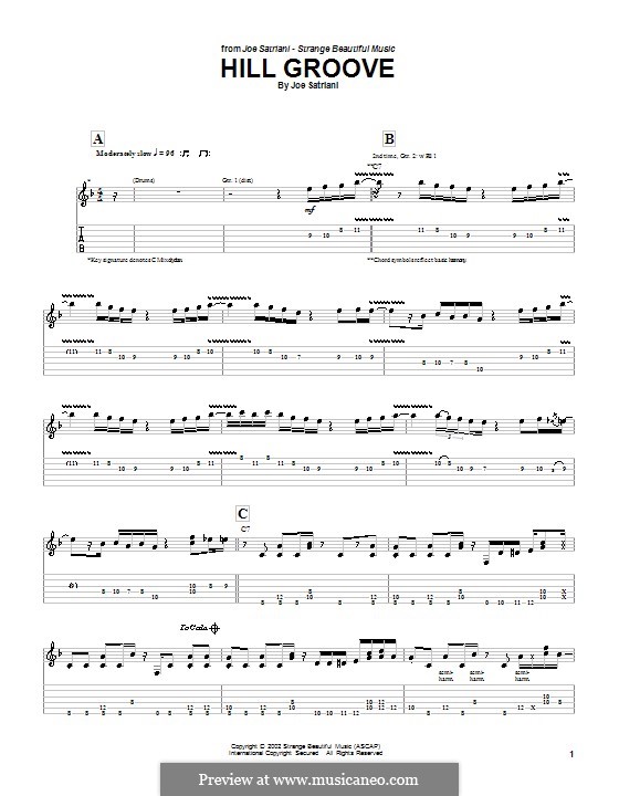 Hill Groove: Гитарная табулатура by Joe Satriani