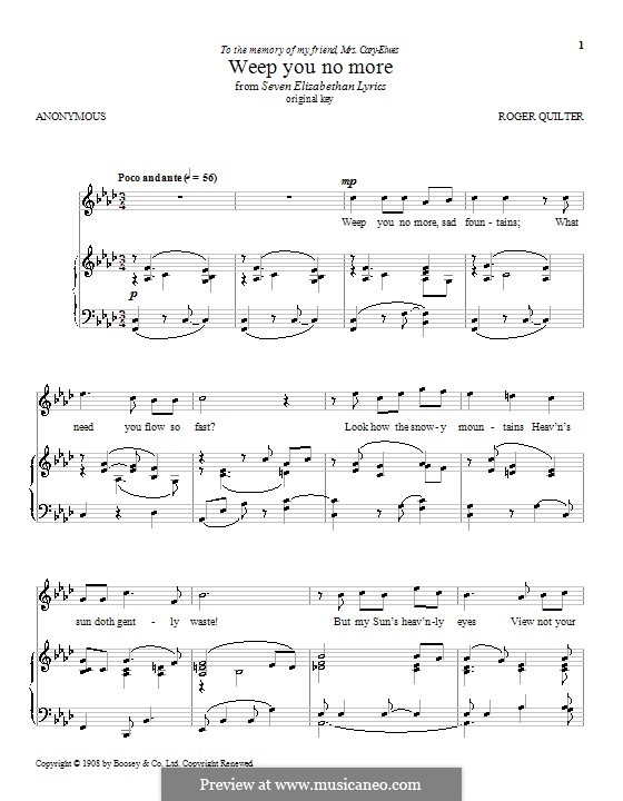 Weep You no More: Для голоса и фортепиано (или гитары) by Роджер Квилтер