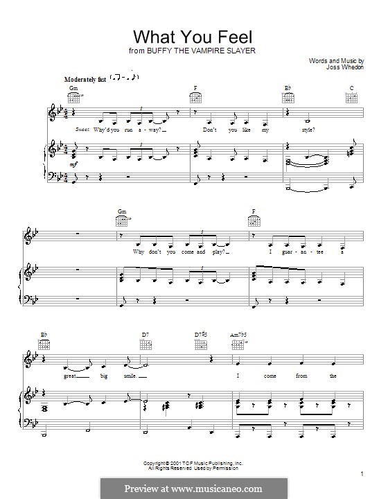 What You Feel (from Buffy the Vampire Slayer): Для голоса и фортепиано (или гитары) by Joss Whedon