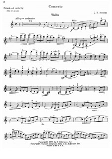 Концерт для скрипки с оркестром No.1 ля минор: Сольная партия by Жан-Батист Акколе