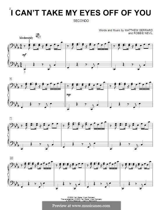 I Can't Take My Eyes Off of You (from High School Musical): Для фортепиано в 4 руки by Matthew Gerrard, Robbie Nevil