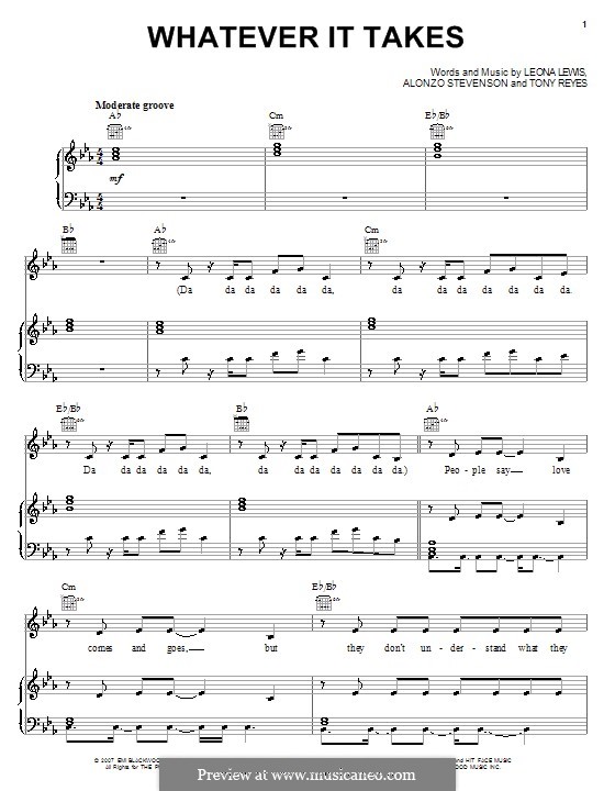 Whatever It Takes (Leona Lewis): Для голоса и фортепиано (или гитары) by Alonzo Stevenson, Tony Reyes