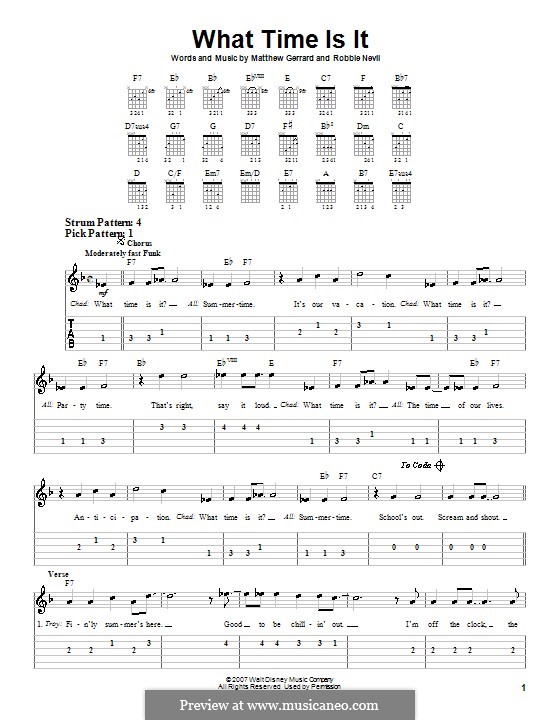 What Time Is It (from High School Musical 2): Для гитары (очень легкая версия) by Matthew Gerrard, Robbie Nevil