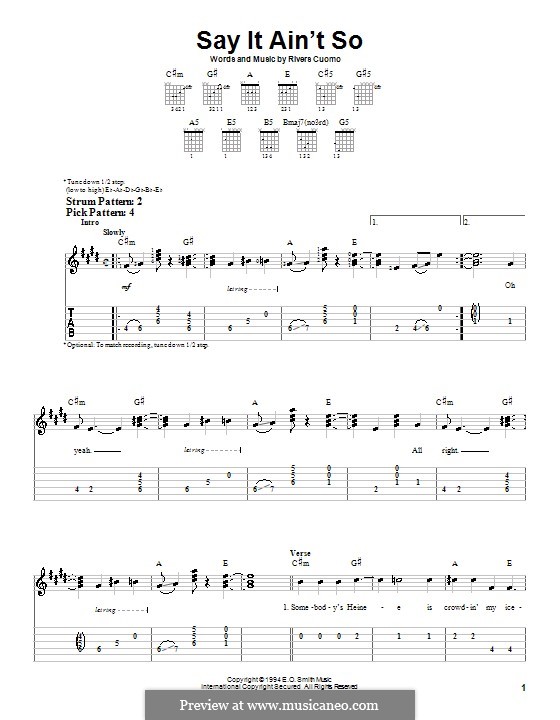 Say It Ain't So (Weezer): Для гитары (очень легкая версия) by Rivers C...