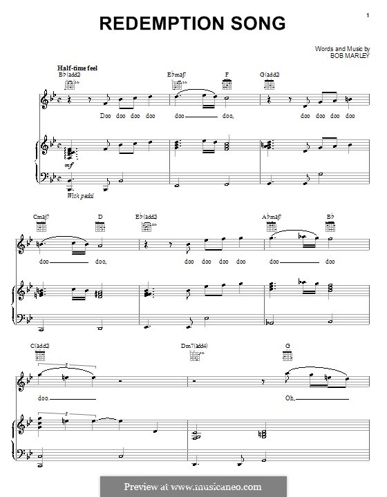 Redemption Song: Для голоса и фортепиано (или гитары) by Bob Marley