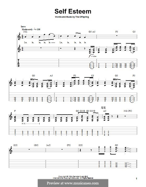 Self Esteem (The Offspring): Гитарная табулатура by Dexter Holland