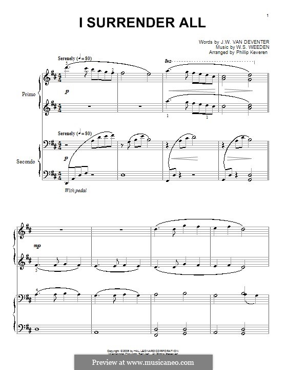 Всё Иисусу отдаю я: Для фортепиано в четыре руки by Winfield Scott Weeden