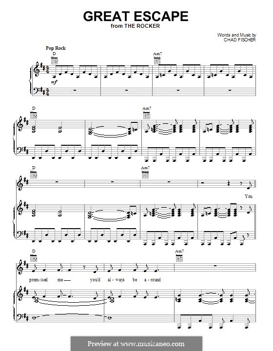 Great Escape (Teddy Geiger): Для голоса и фортепиано (или гитары) by Chad Fischer