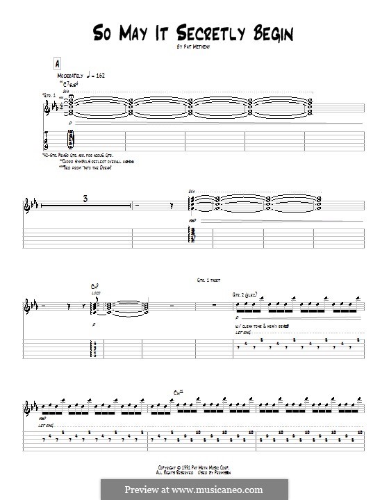 So May It Secretly Begin: Для гитары с табулатурой by Pat Metheny