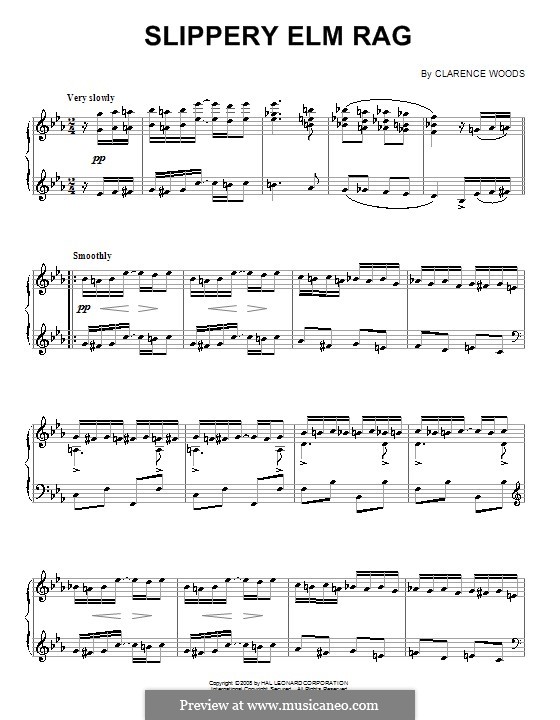 Slippery Elm Rag: Для фортепиано by Clarence Woods