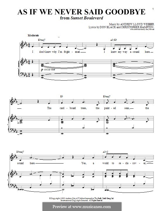 As if We Never Said Goodbye: Для голоса и фортепиано или гитары (ми-бемоль мажор) by Andrew Lloyd Webber
