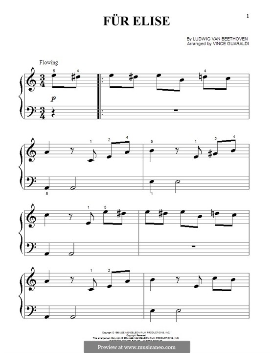К Элизе, для фортепиано, WoO 59: Easy version by Людвиг ван Бетховен