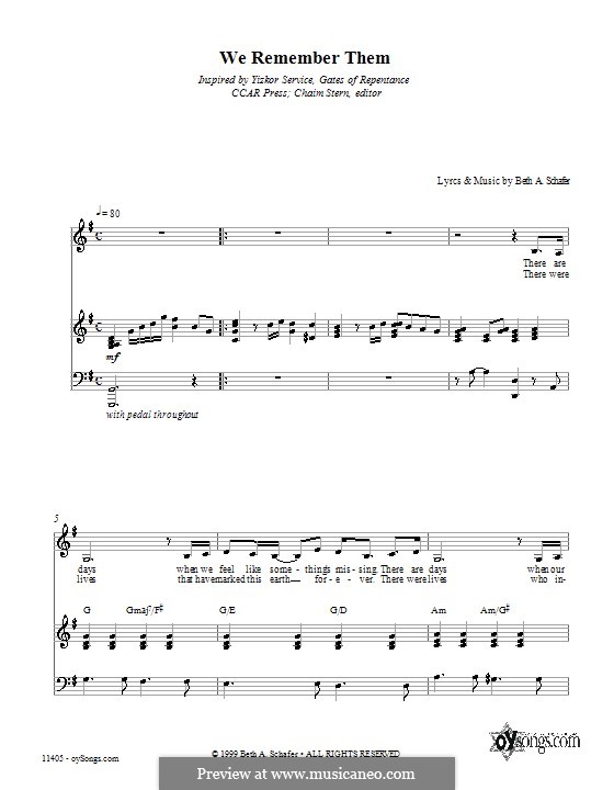 We Remember Them: Для голоса и фортепиано (или гитары) by Beth Schafer
