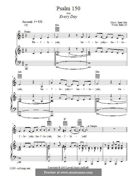 Psalm 150: Для голоса и фортепиано (или гитары) by Susan Colin
