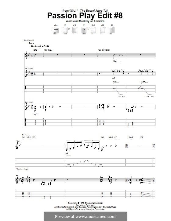 Passion Play Edit No.8 (Jethro Tull): Для гитары с табулатурой by Ian Anderson