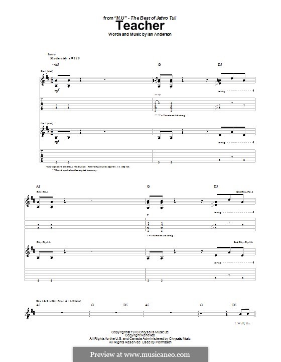 Teacher (Jethro Tull): Для гитары с табулатурой by Ian Anderson