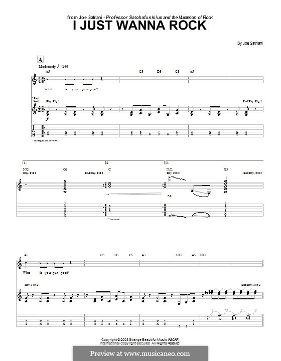 I Just Wanna Rock: Гитарная табулатура by Joe Satriani