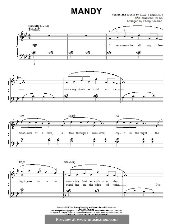 Mandy: Для фортепиано by Richard Kerr, Scott English