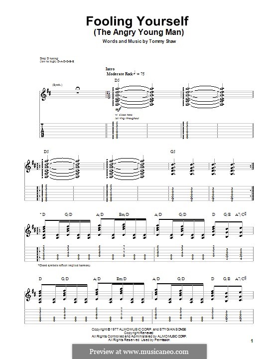 Fooling Yourself (The Angry Young Man): For guitar with tab (Styx) by Tommy Shaw