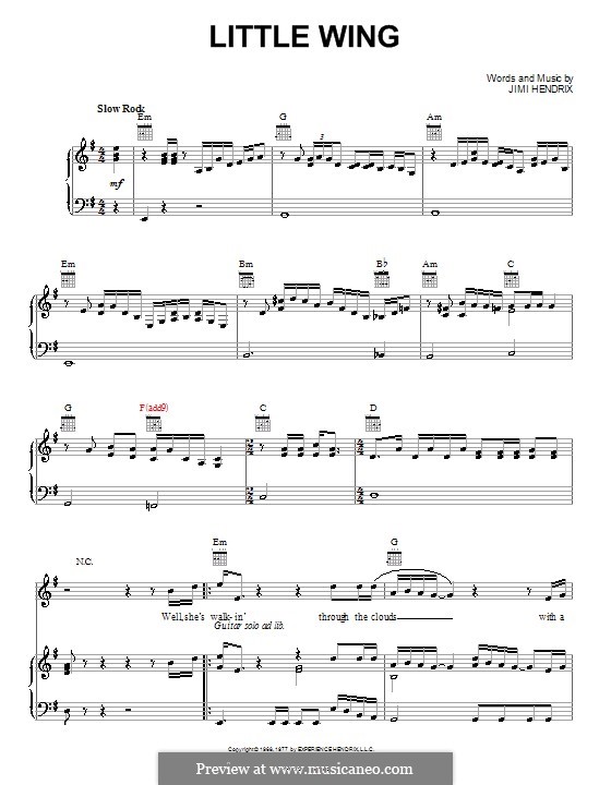 Little Wing: Для голоса и фортепиано (или гитары) by Jimi Hendrix