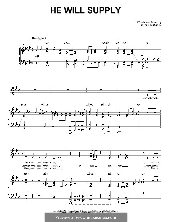 He Will Supply: Для голоса и фортепиано (или гитары) by Kirk Franklin