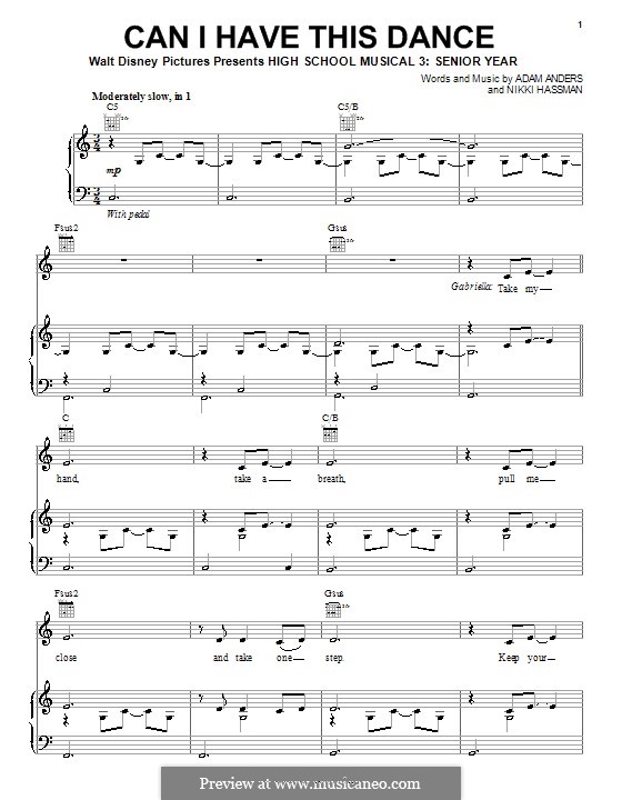 Can I Have This Dance (High School Musical 3): Для голоса и фортепиано (или гитары) by Adam Anders, Nikki Hassman