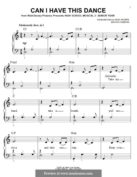 Can I Have This Dance (High School Musical 3): Для начинающего пианиста by Adam Anders, Nikki Hassman
