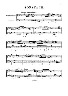 Соната для флейты и бассо континуо No.3 ми мажор, BWV 1035: Партитура by Иоганн Себастьян Бах