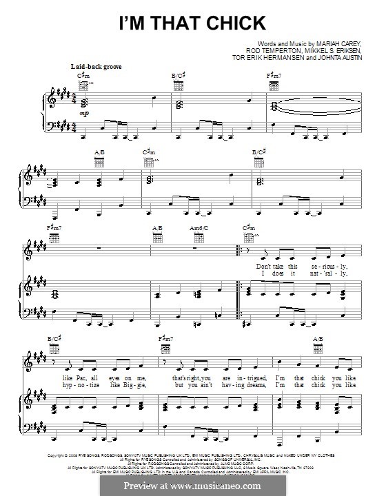 I'm That Chick (Mariah Carey): Для голоса и фортепиано (или гитары) by Johntá Austin, Mikkel Storleer Eriksen, Rod Temperton, Tor Erik Hermansen
