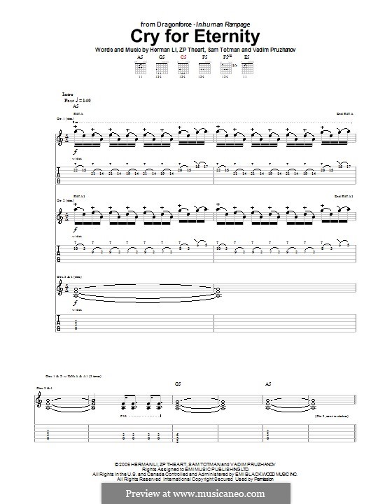 Cry for Eternity (DragonForce): Для гитары с табулатурой by Herman Li, Sam Totman, Vadim Pruzhanov, ZP Theart
