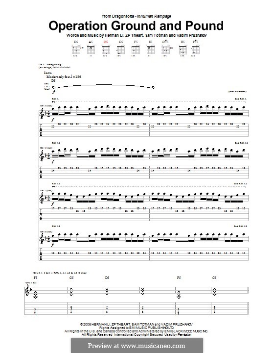 Operation Ground and Pound (DragonForce): Для гитары с табулатурой by Herman Li, Sam Totman, Vadim Pruzhanov, ZP Theart