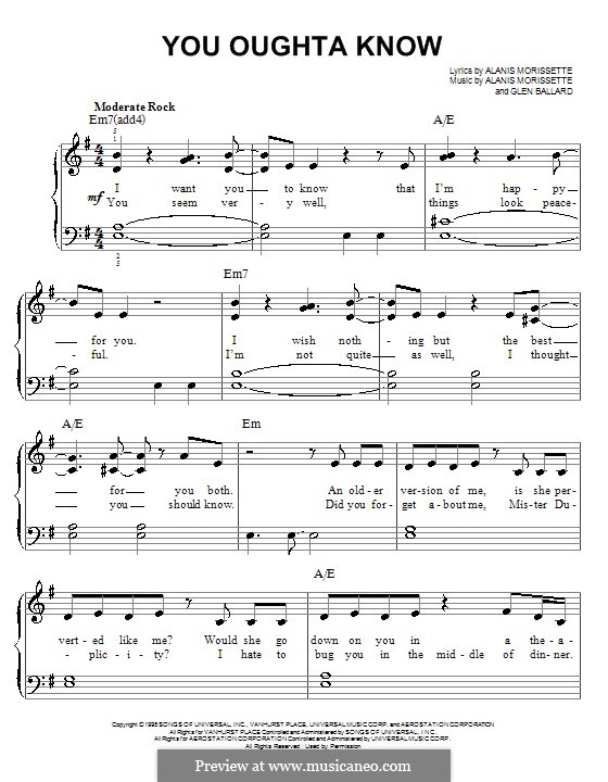 You Oughta Know: Для фортепиано (легкий уровень) by Glen Ballard