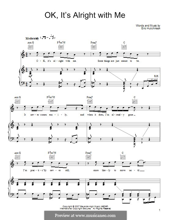 OK, It's Alright with Me: Для голоса и фортепиано (или гитары) by Eric Hutchinson