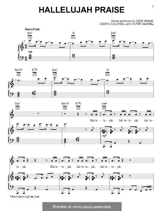 Hallelujah Praise (CeCe Winans): Для голоса и фортепиано (или гитары) by Cedric Caldwell, Victor Caldwell