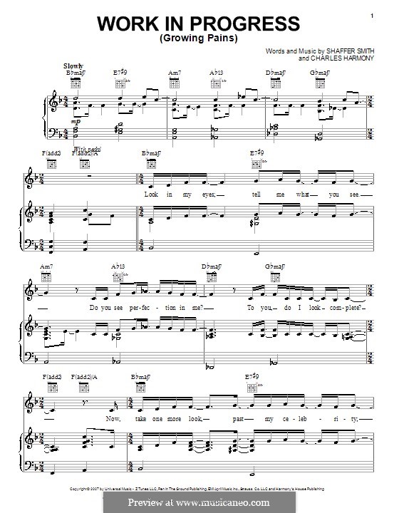Work in Progress (Growing Pains): Для голоса и фортепиано (или гитары) by Charles Harmony, Ne-Yo