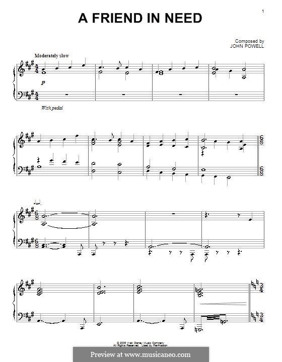 A Friend in Need: Для фортепиано by John Powell