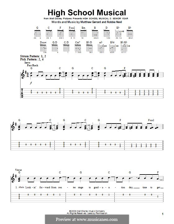 High School Musical (from High School Musical 3): Для гитары (очень легкая версия) by Matthew Gerrard, Robbie Nevil