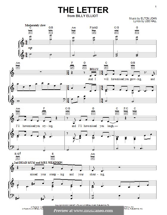 The Letter: Для голоса и фортепиано (или гитары) by Elton John