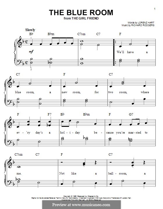 The Blue Room: Для фортепиано (легкий уровень) by Richard Rodgers