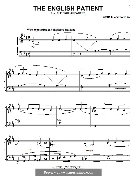 The English Patient: Для начинающего пианиста by Gabriel Yared