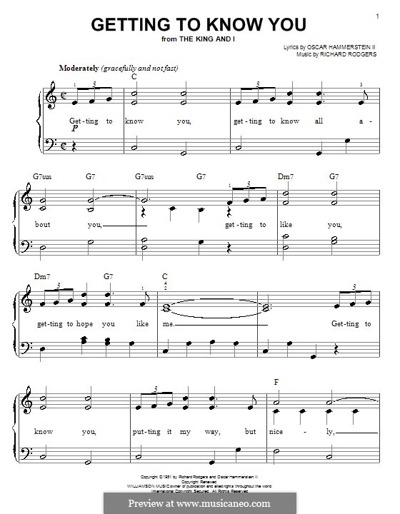 Getting to Know You (from The King and I): Для фортепиано (легкий уровень) by Richard Rodgers