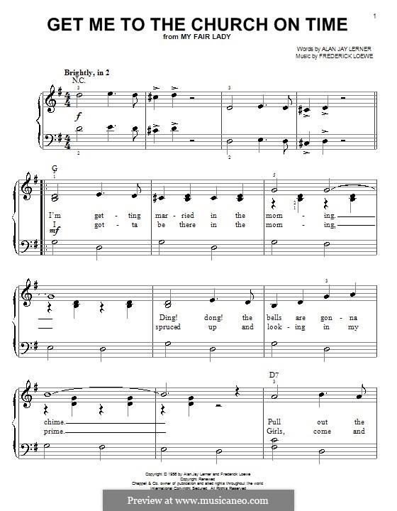 Get Me to the Church on Time: Для фортепиано (легкий уровень) by Frederick Loewe
