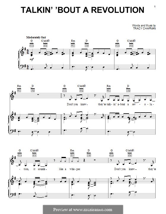 Talkin' Bout a Revolution: Для голоса и фортепиано (или гитары) by Tracy Chapman