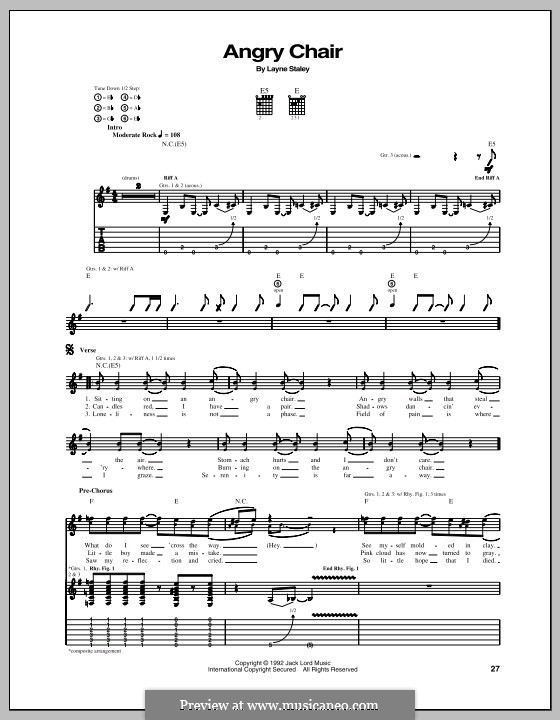 Angry Chair (Alice in Chains): Для гитары с табулатурой by Layne Staley