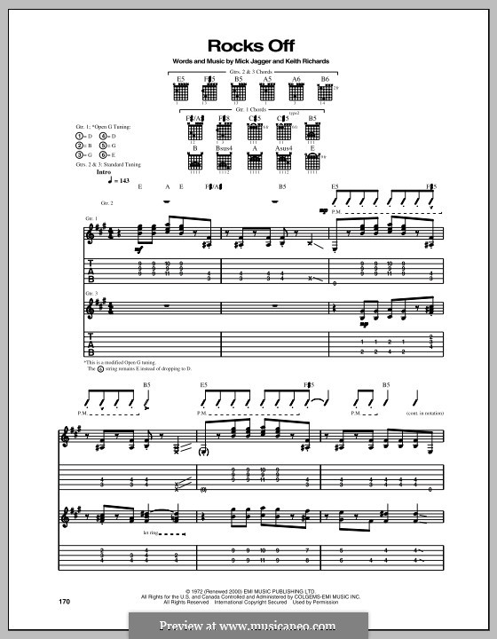 Rocks Off (The Rolling Stones): Гитарная табулатура by Keith Richards, Mick Jagger
