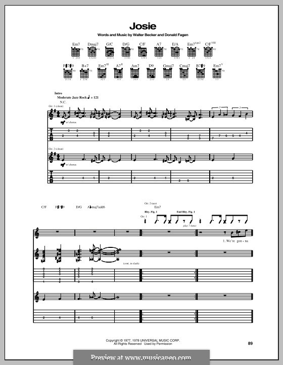 Josie (Steely Dan): Гитарная табулатура by Donald Fagen, Walter Becker