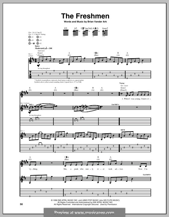 The Freshmen (The Verve Pipe): Для гитары с табулатурой by Brian Vander Ark