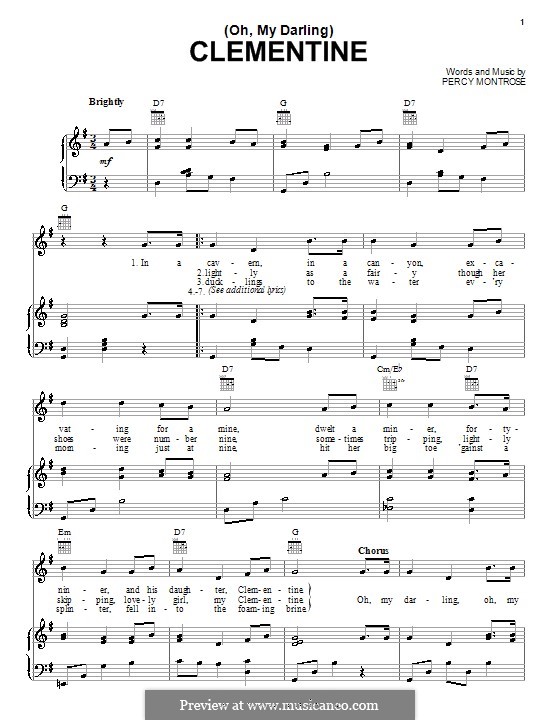 (Oh, My Darling) Clementine: Для голоса и фортепиано (или гитары) by Percy Montrose